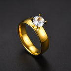 Bagues en zircon pour femmes et hommes, 4mm de largeur, en acier inoxydable, cercles lisses simples, pour amoureux, fiançailles, mariage, cadeaux, bijoux